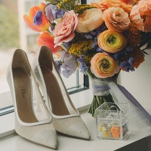 DIOR Polka Dot Cream White Pumps Heels